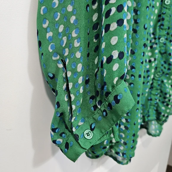 Old Navy Green Boxy Blouse with 3/4 Sleeves and Mandarin Collar - Picture 5 of 5